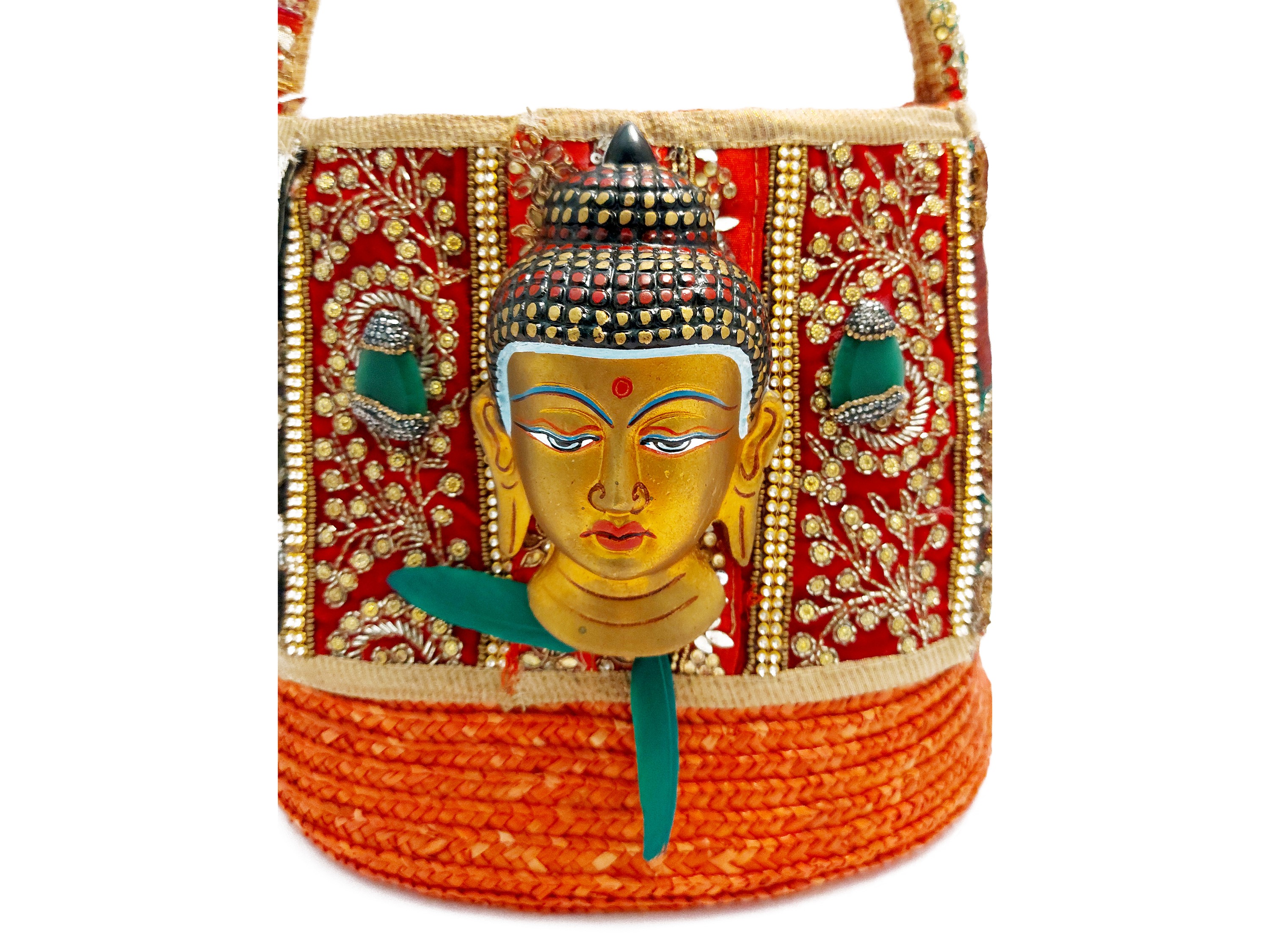 Secchiello in paglia rossa