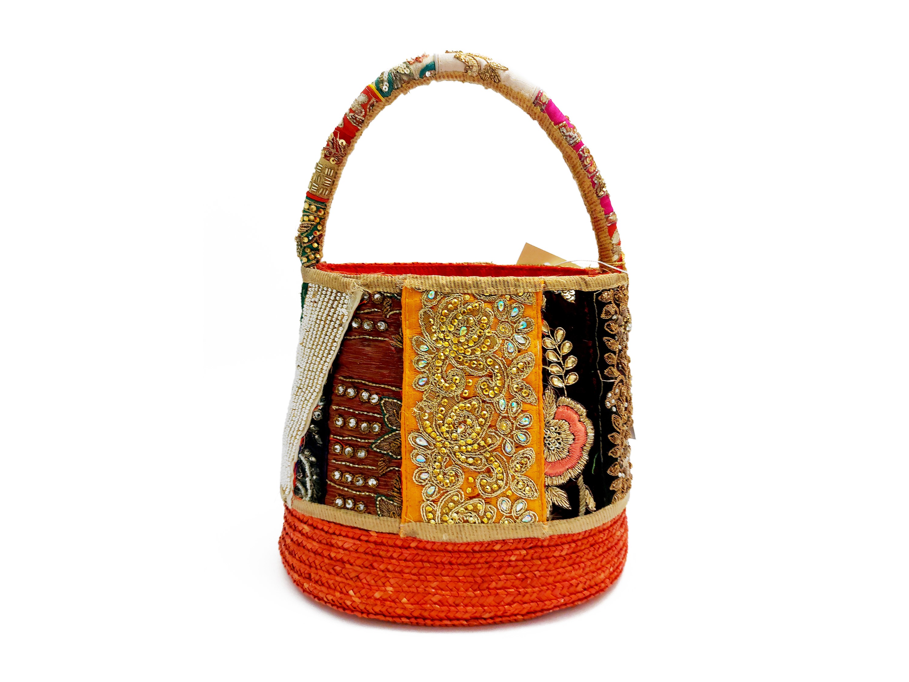 Secchiello in paglia rossa