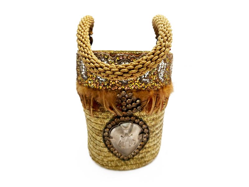 Secchiello in paglia dorato