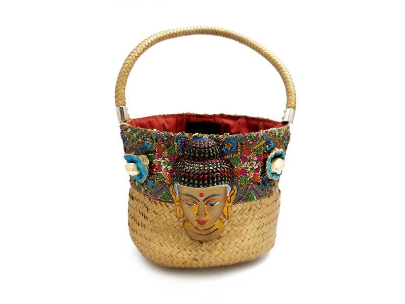 Secchiello in paglia dorata