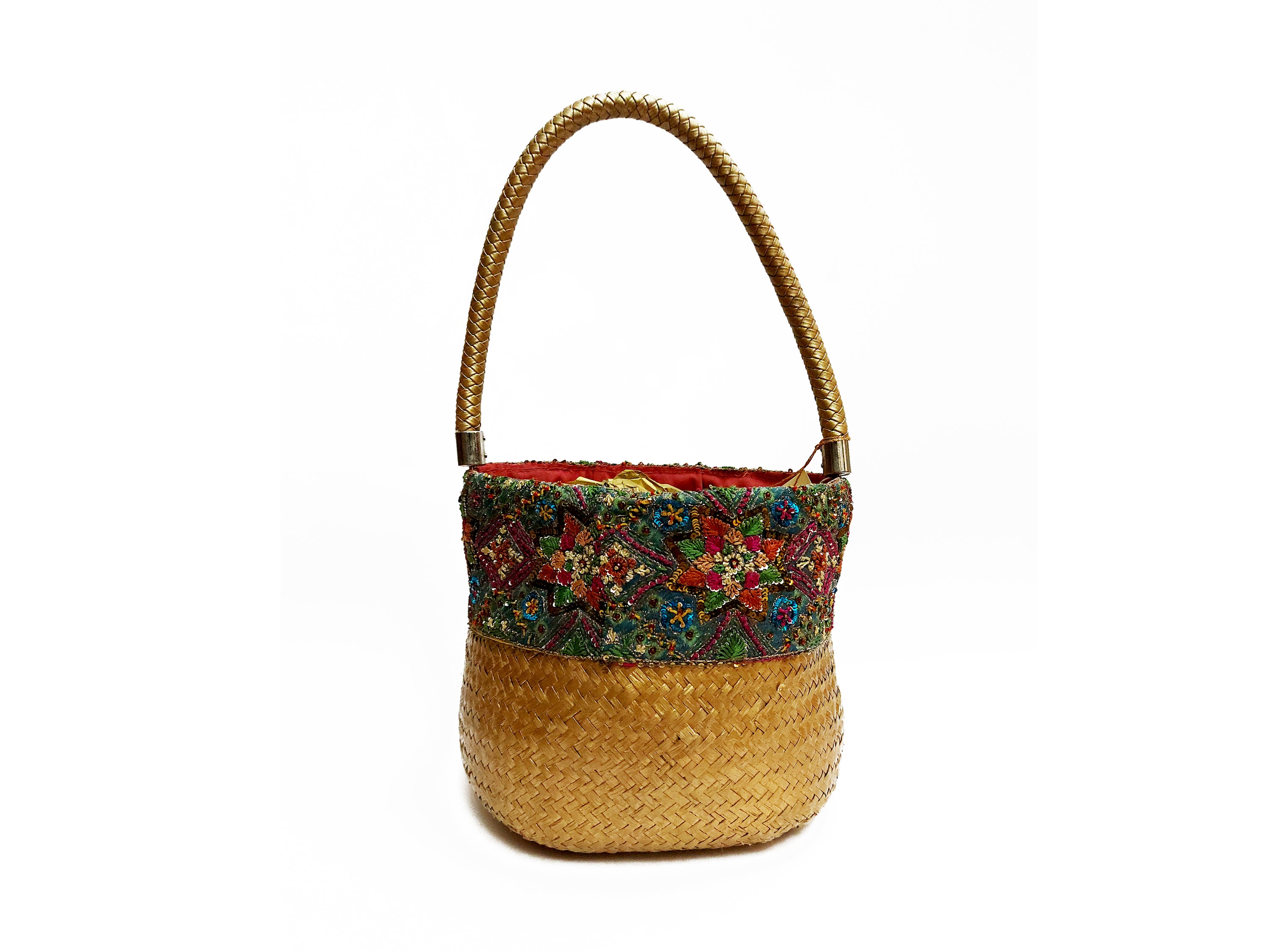 Secchiello in paglia dorata