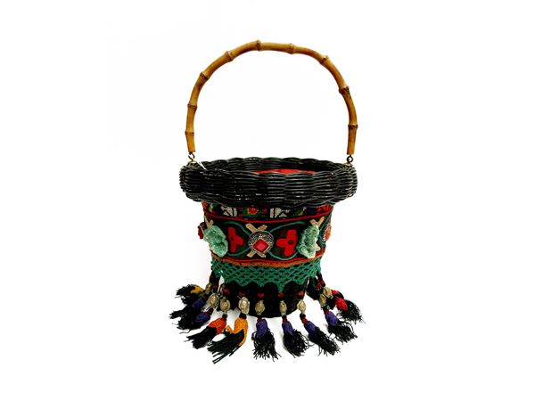 Black bamboo basket bucket