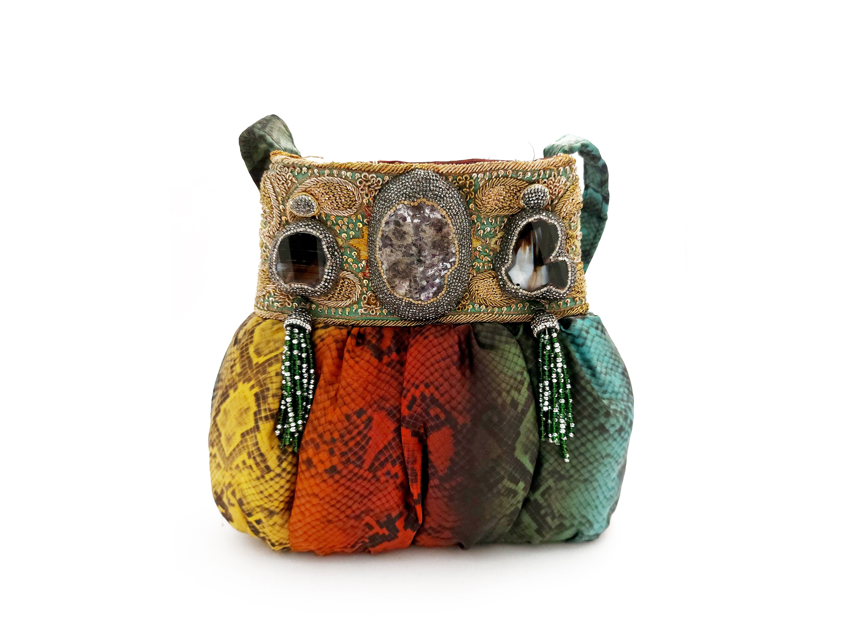 Borsa gioiello stampa animalier colorata