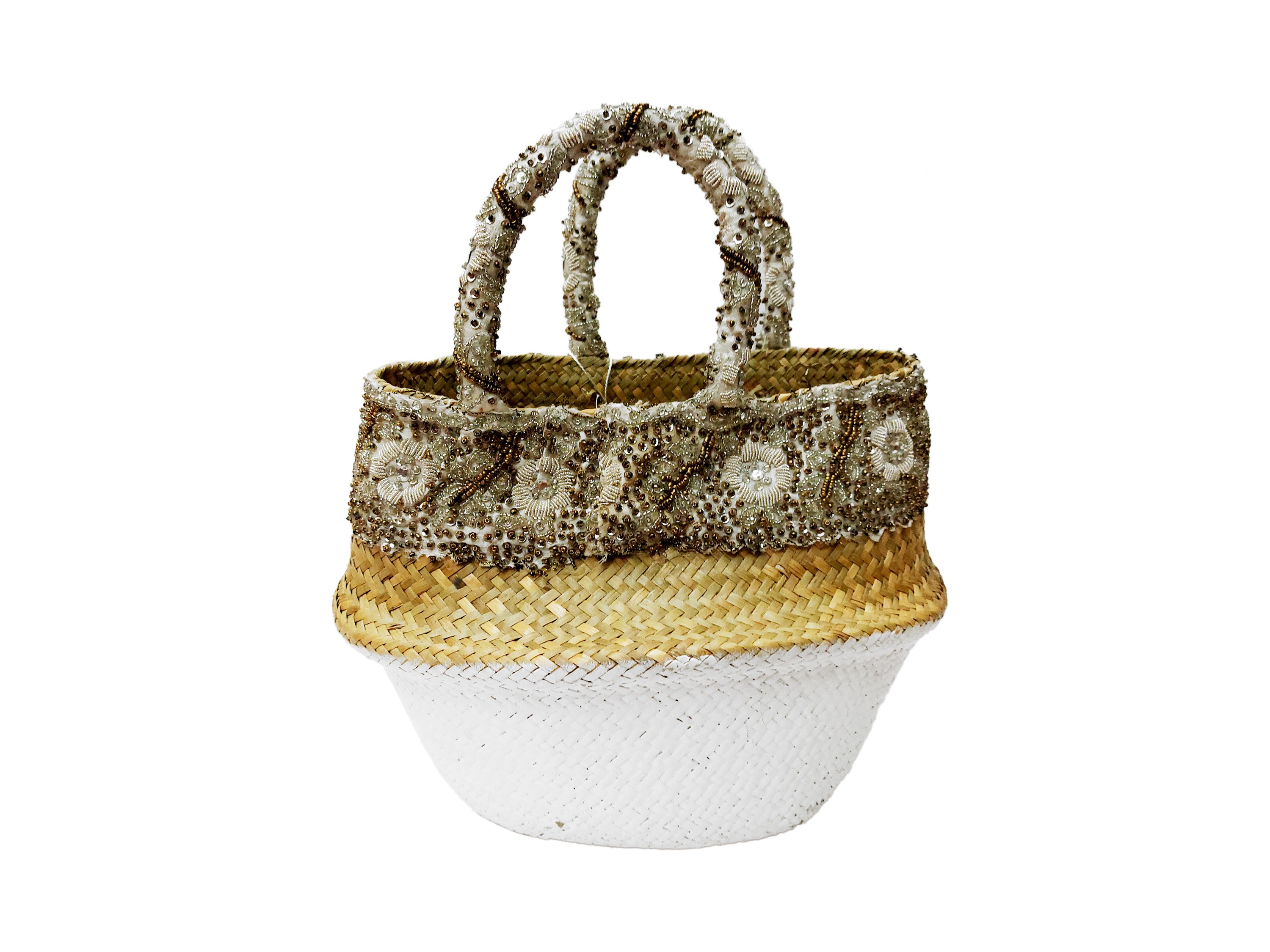 Secchiello in paglia naturale e bianca