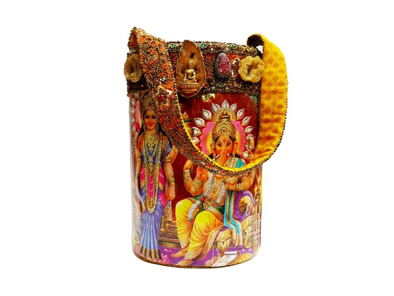 Grande secchiello rigido in tessuto ocra