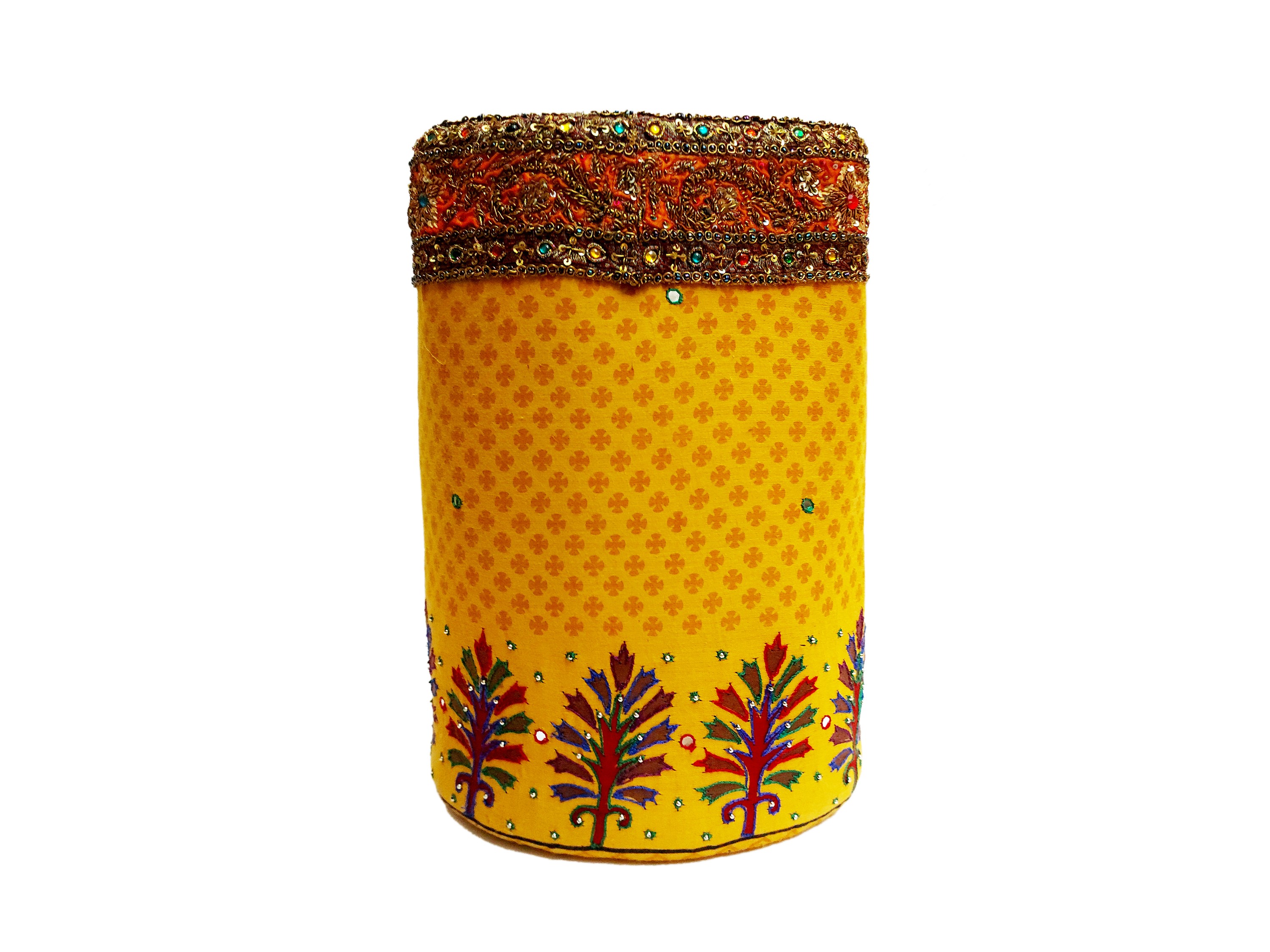 Grande secchiello rigido in tessuto ocra