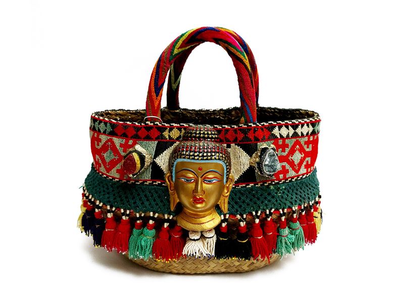 Secchiello a cestino in paglia naturale