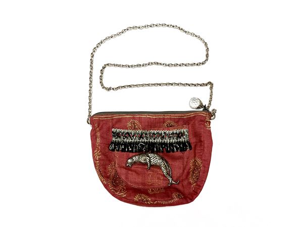 Jewel handbag in antique pink silk