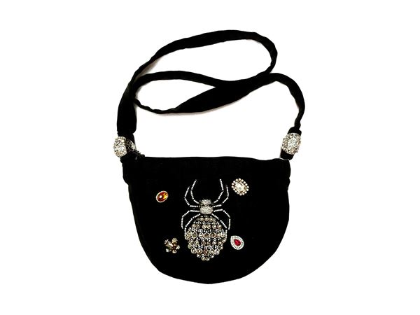 Black silk jewel handbag