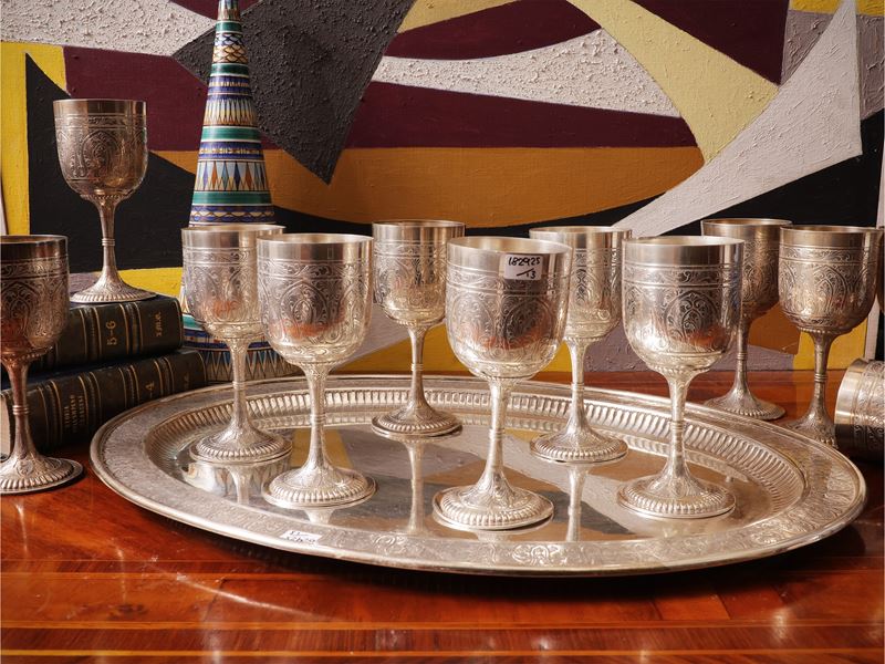 Importante servizio di calici in argento 925, Guerci & Co. Alessandria