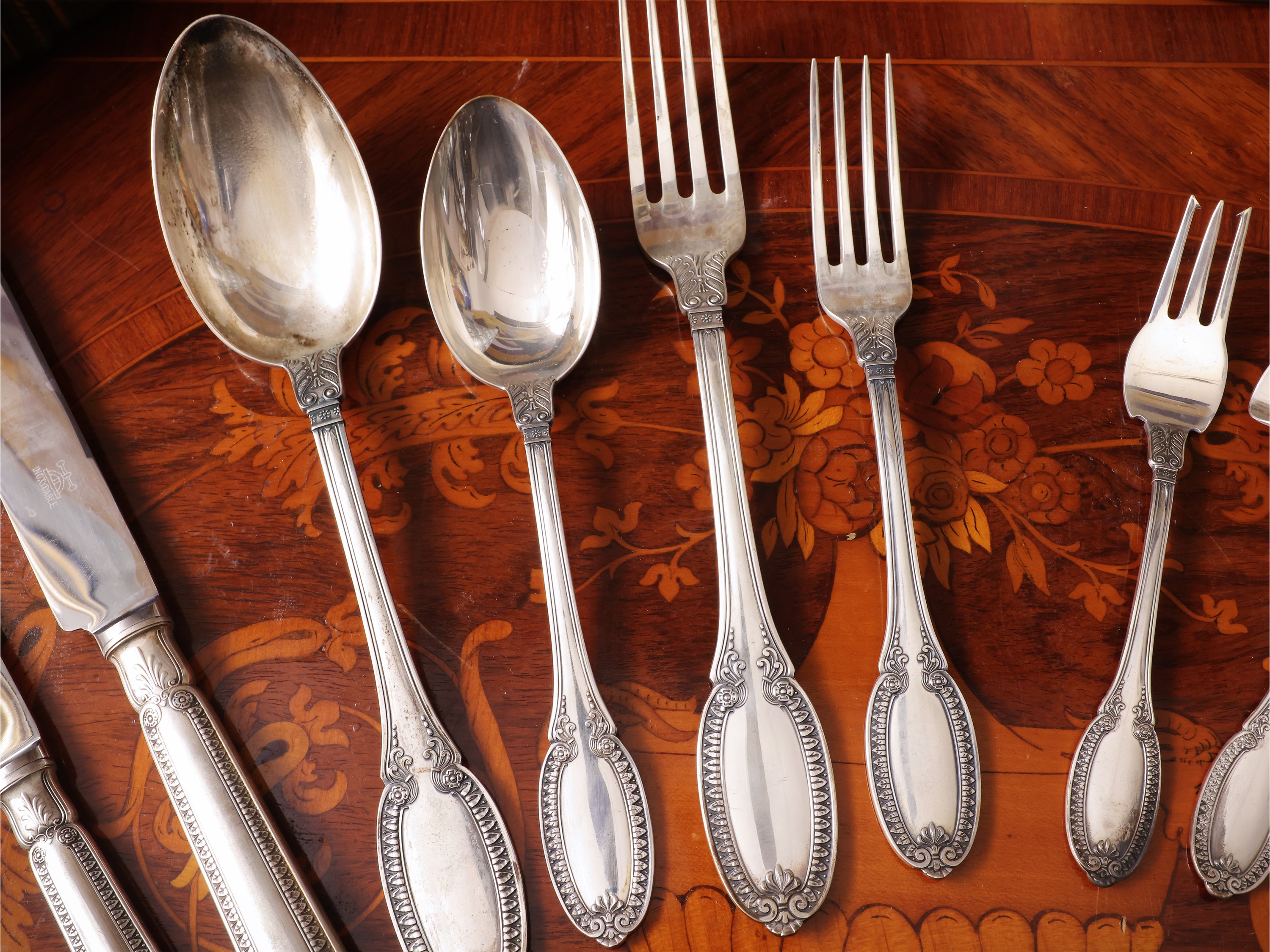 Importante servizio di posate in argento, Miracoli Bologna per Teghini