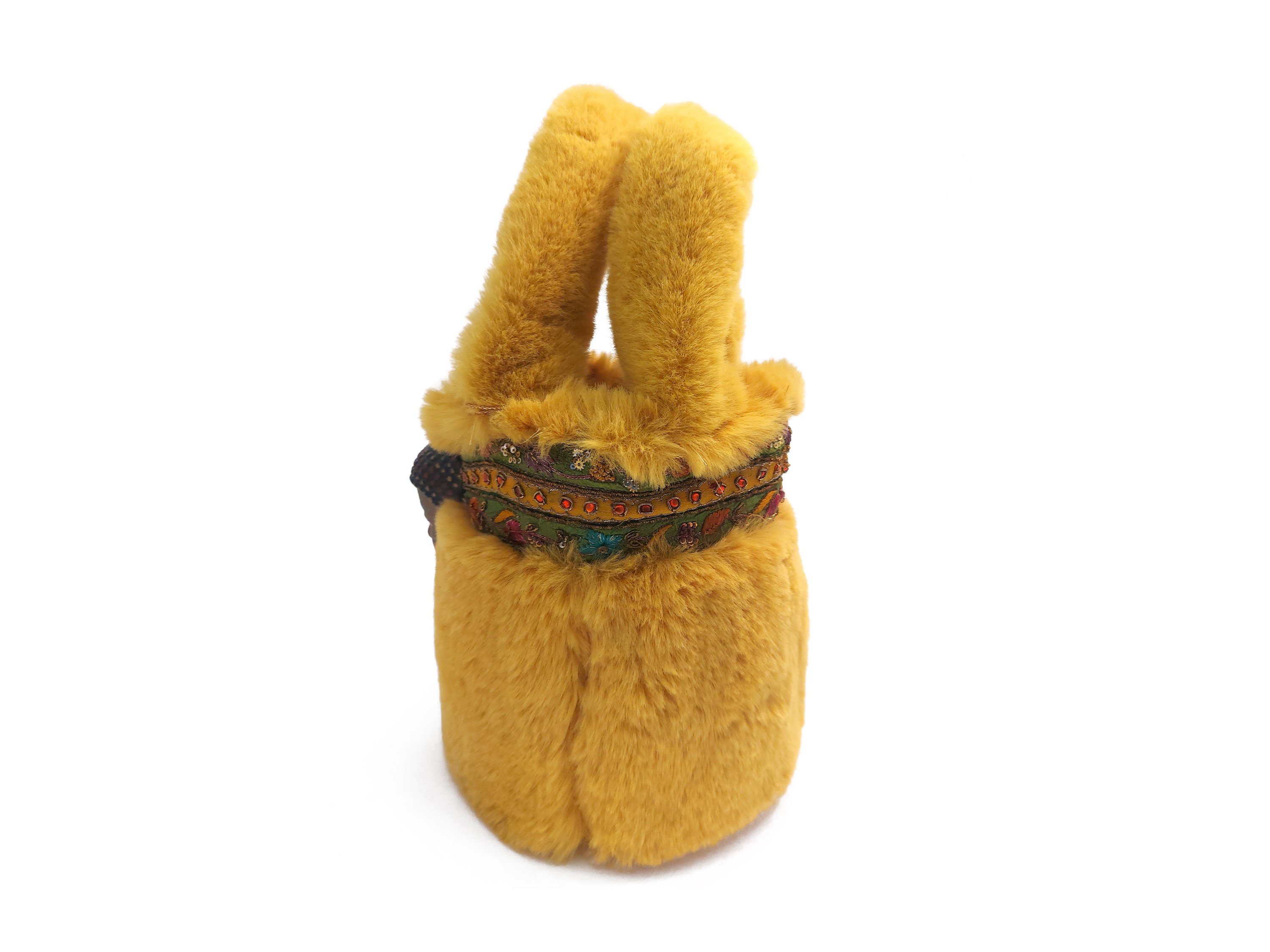 Secchiello in pelliccia ecologica gialla