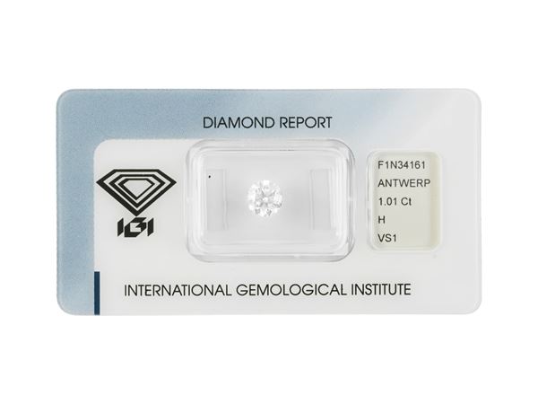 Diamante in blister di ct 1.01, colore H, purezza VS1