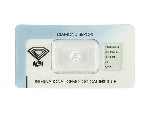 Diamante in blister di ct 1.01, colore G, purezza VS2
