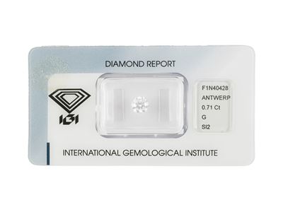 Diamante in Blister di Ct 0.71, Colore G, Purezza Si2