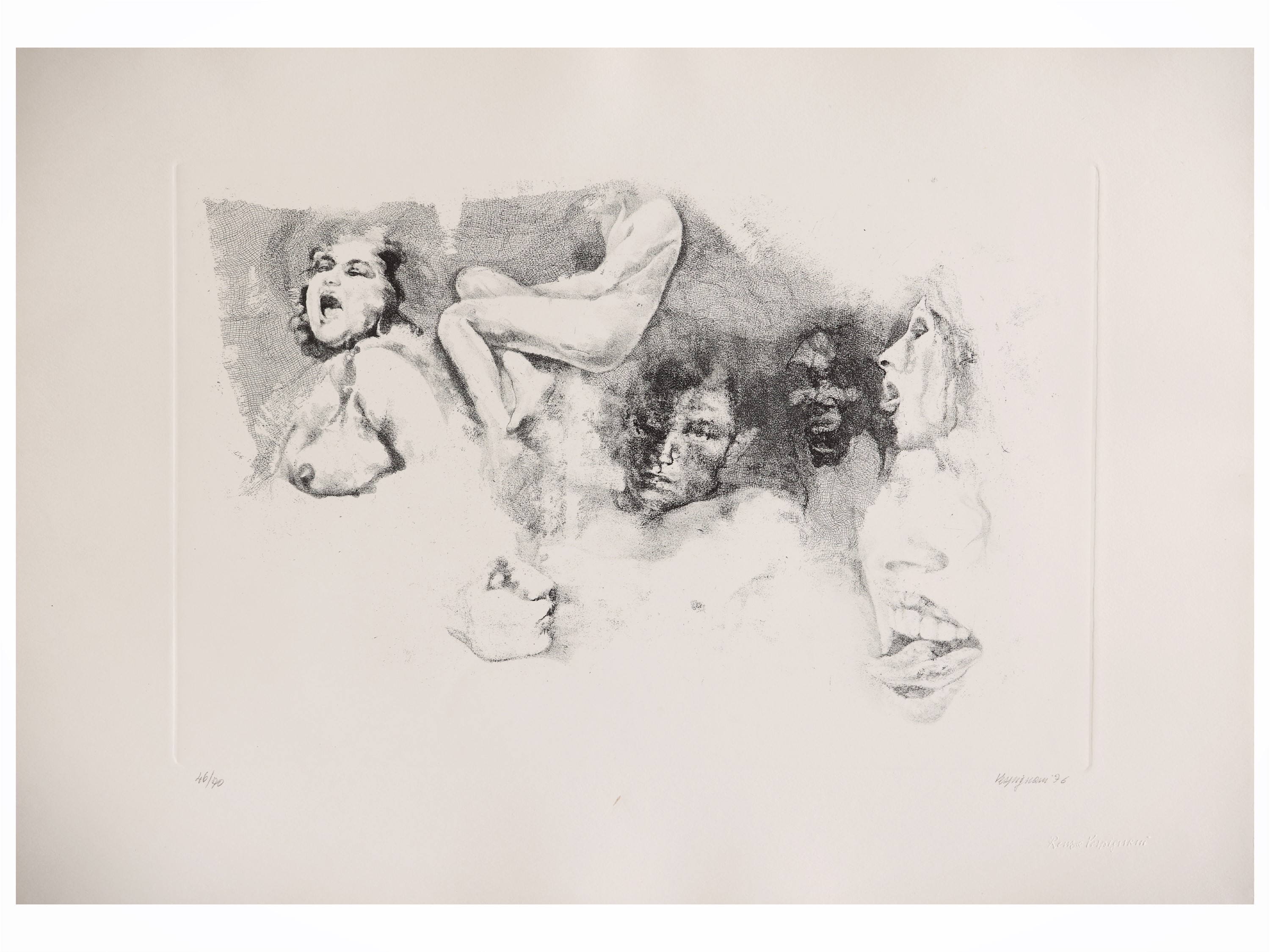 Bruno Saetti, Madre; Renzo Vespignani, Scena erotica; Alberto Viani, Nudo - incisioni originali