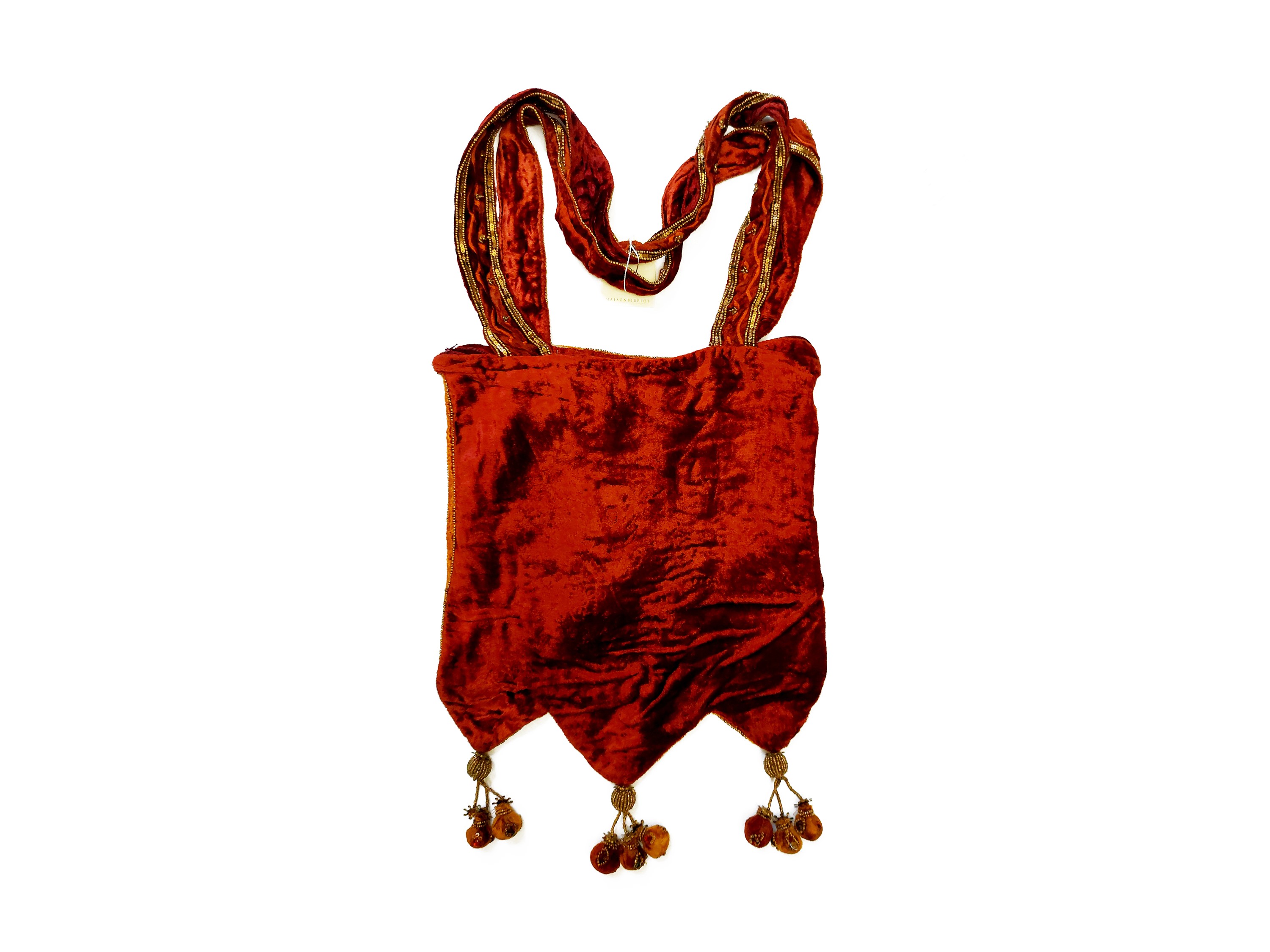 Borsa in tessuto di velluto indiano rosso carminio