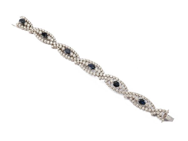 Bracciale in oro bianco diamanti e zaffiri