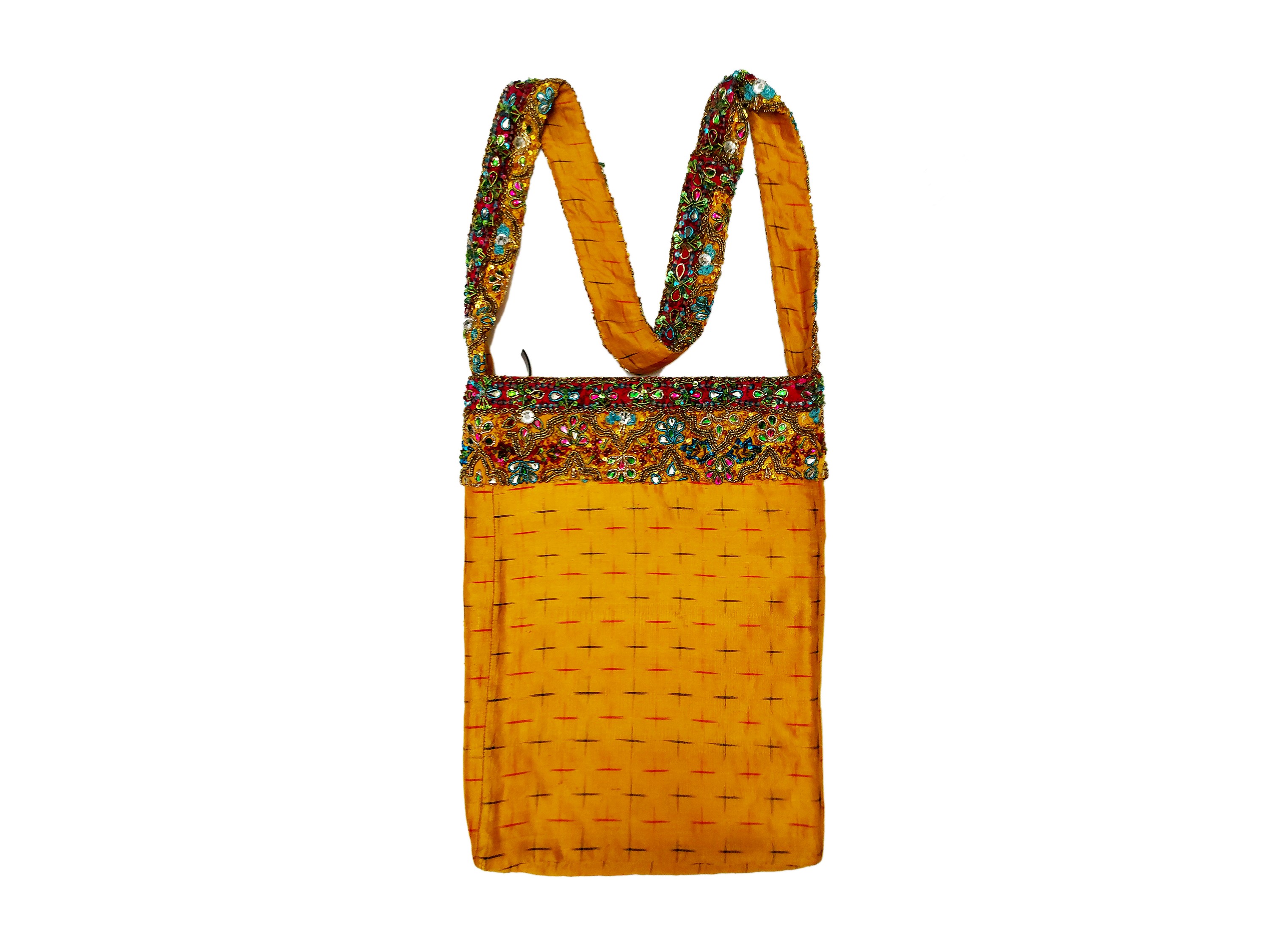 Borsa a tracolla in tesuto arancione con immagine votiva