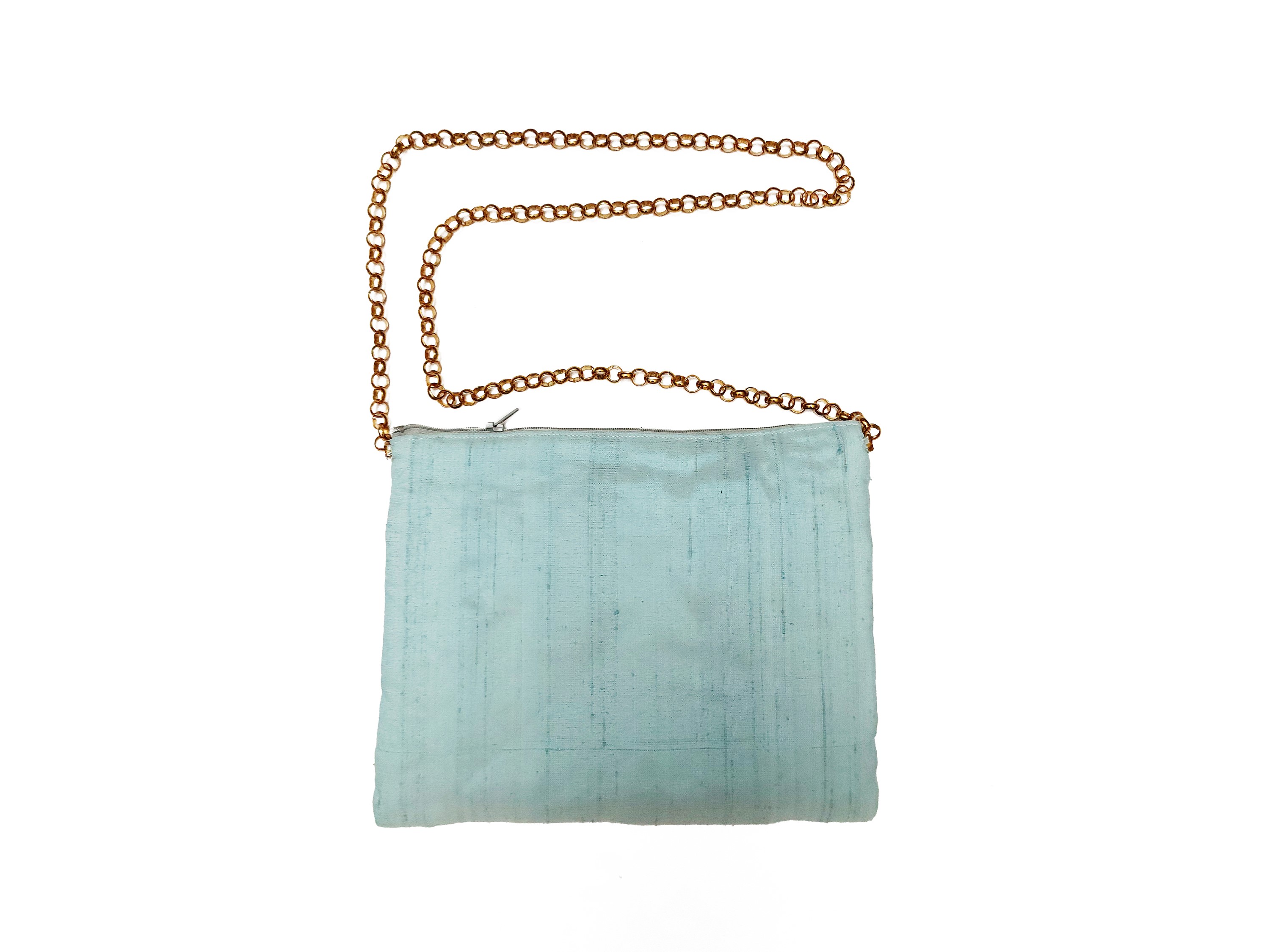 Borsetta gioiello in shantung di seta azzurro