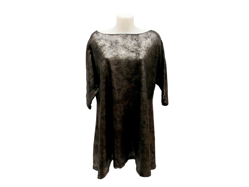 Tunica in cotone a effetto metallizzato argento