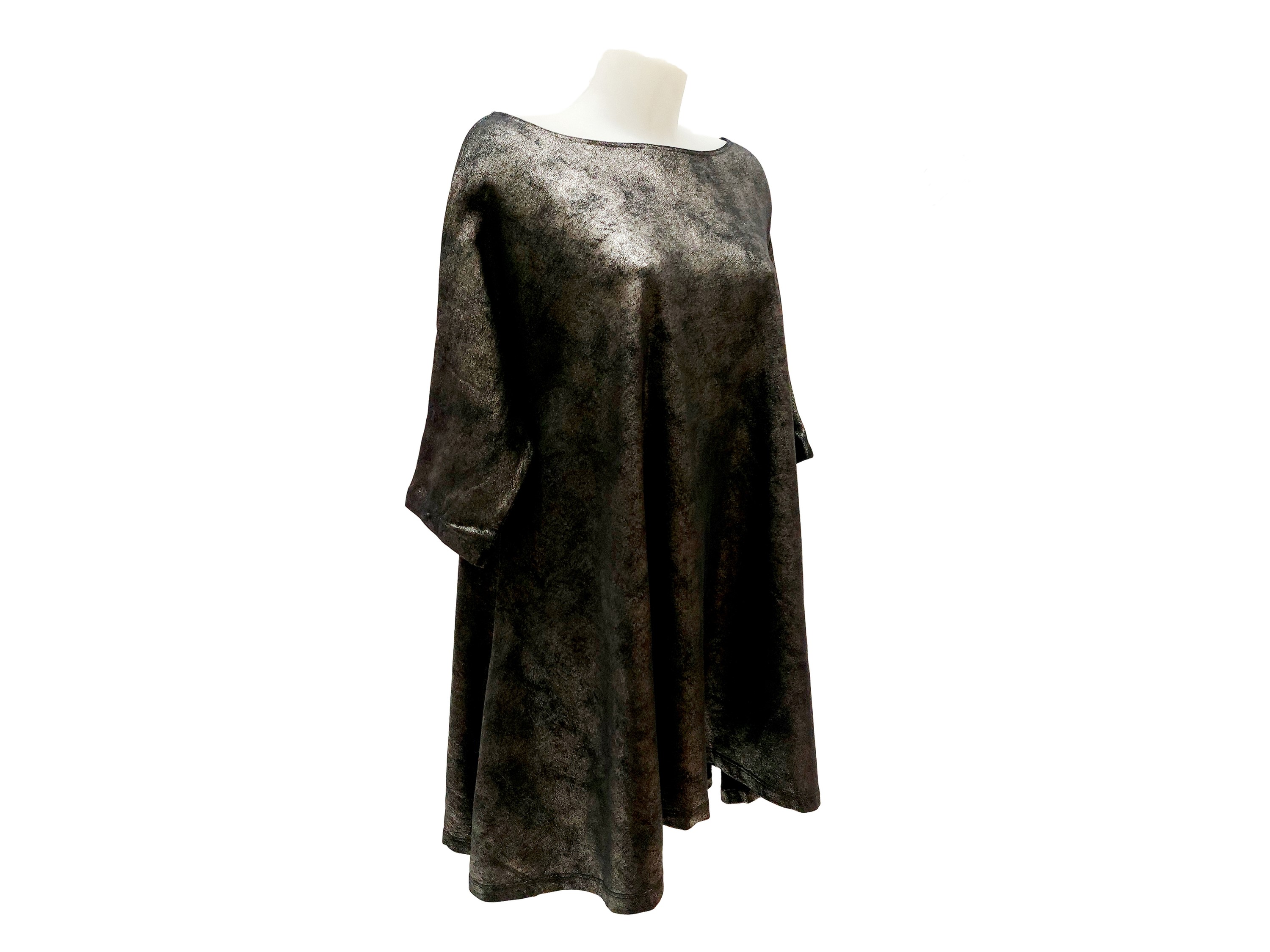 Tunica in cotone a effetto metallizzato argento