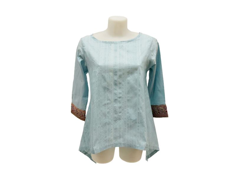 Blusa in shantung azzurro