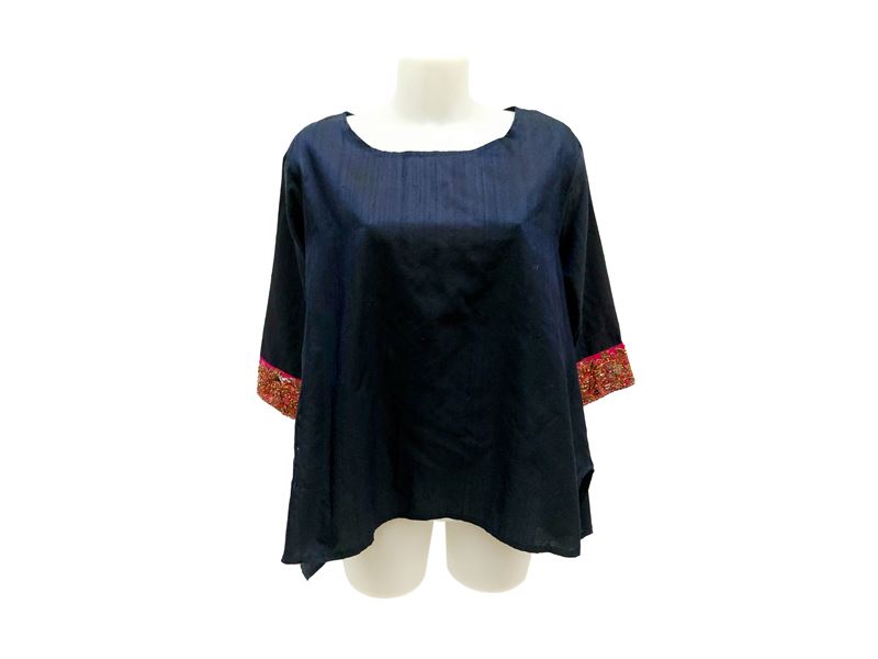 Blusa in shantung blu