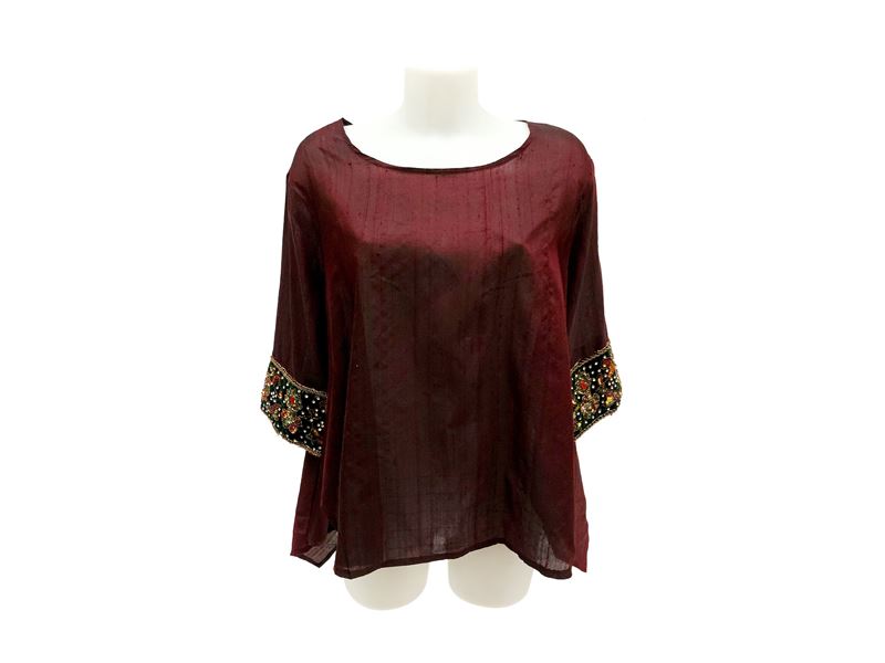 Blusa in shantung bordeaux