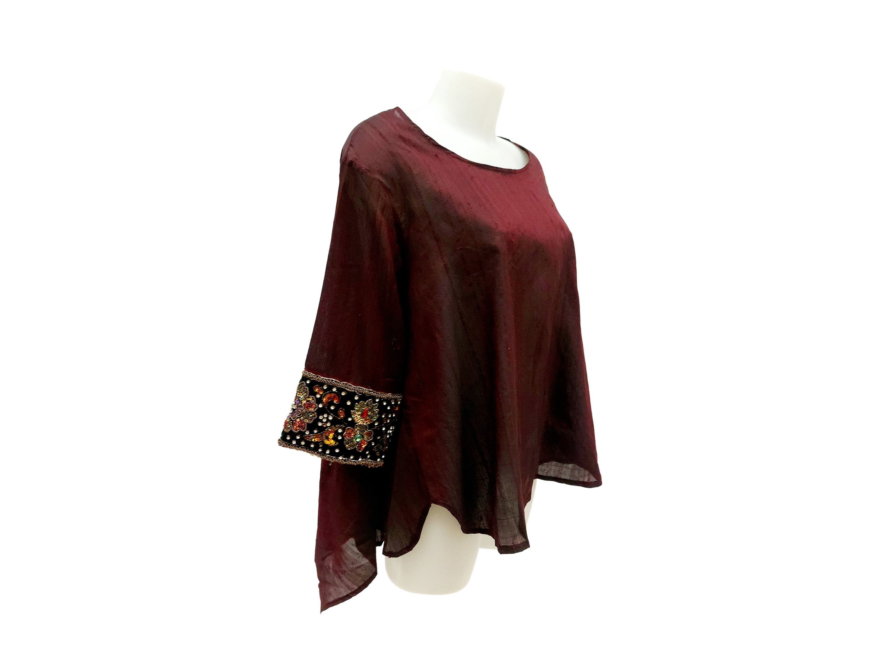Blusa in shantung bordeaux
