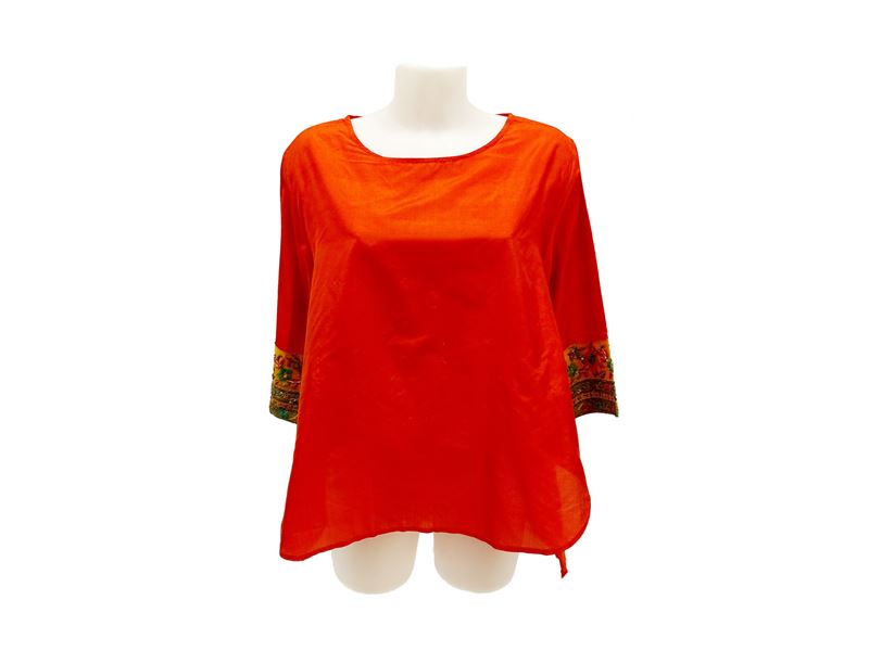 Blusa in seta arancione, pezzo unico artigianale