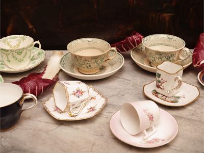 Tazzine in porcellana e terraglia, varie manifatture incluse Ginori e Meissen