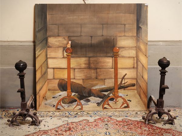 Pair of wrought iron andirons
