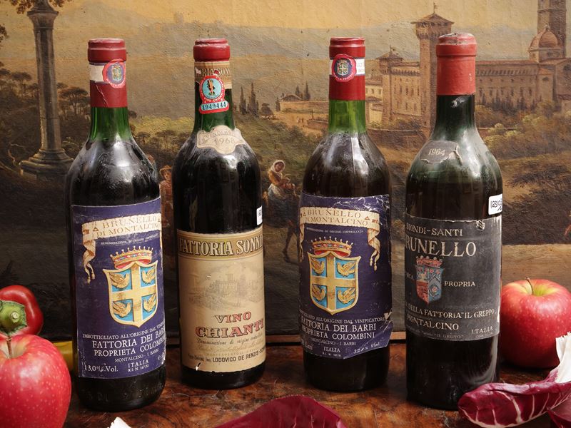 Quattro bottiglie di vini rossi di pregio