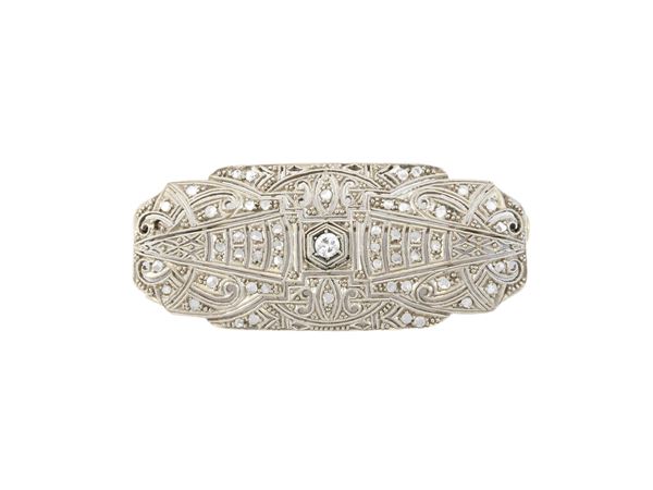 Spilla in oro bianco e piccoli diamanti