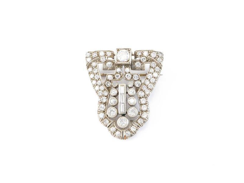 Spilla in oro bianco e diamanti