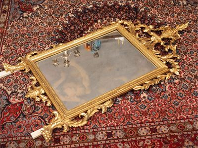 Specchiera in legno intagliato e dorato, XIX/XX secolo