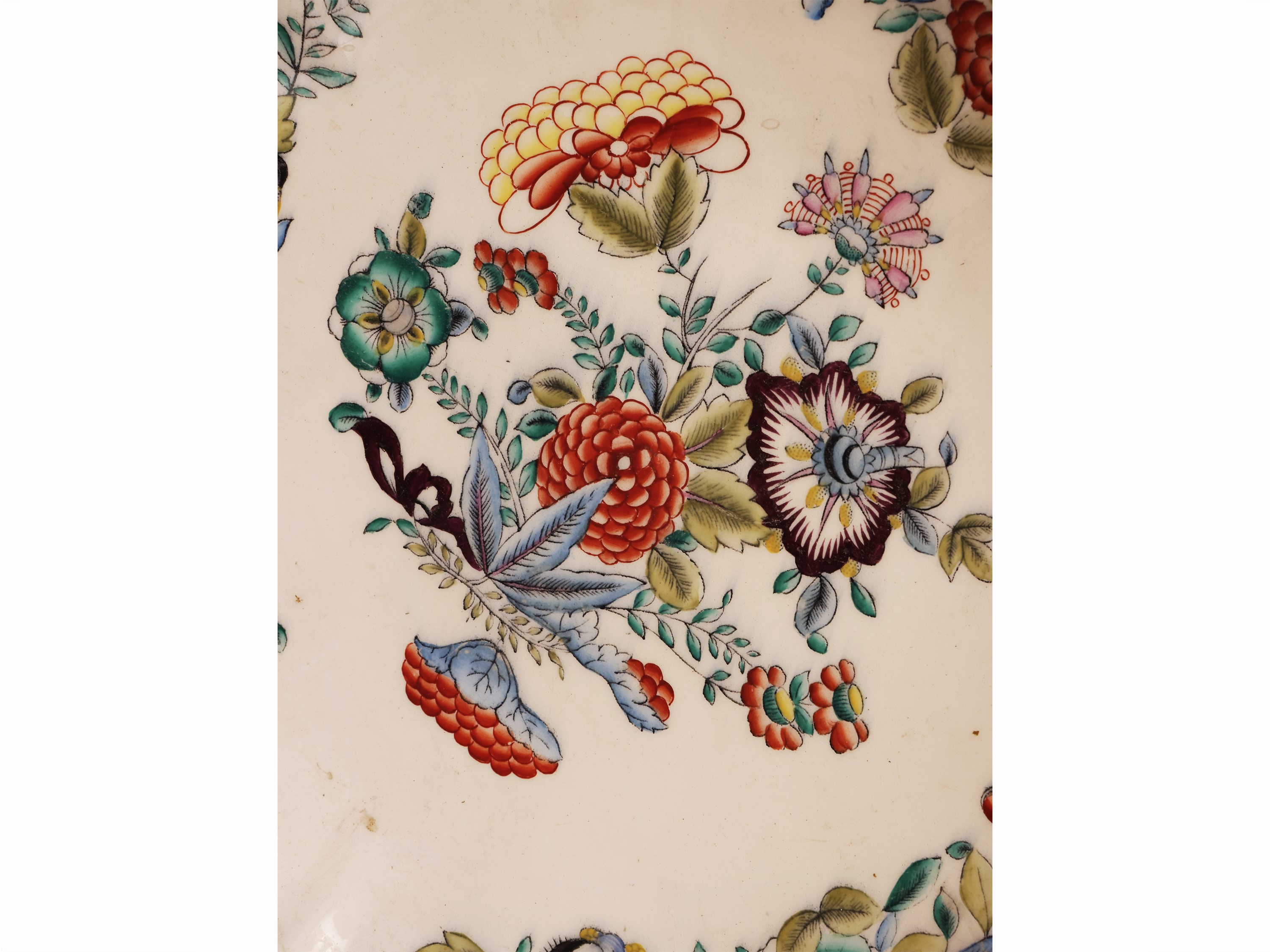 Società Ceramica Italiana Laveno, Set da dolce in terraglia con decorazione floreale policroma