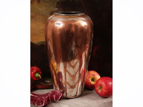 Art Deco vase in copper and silver, Christofle