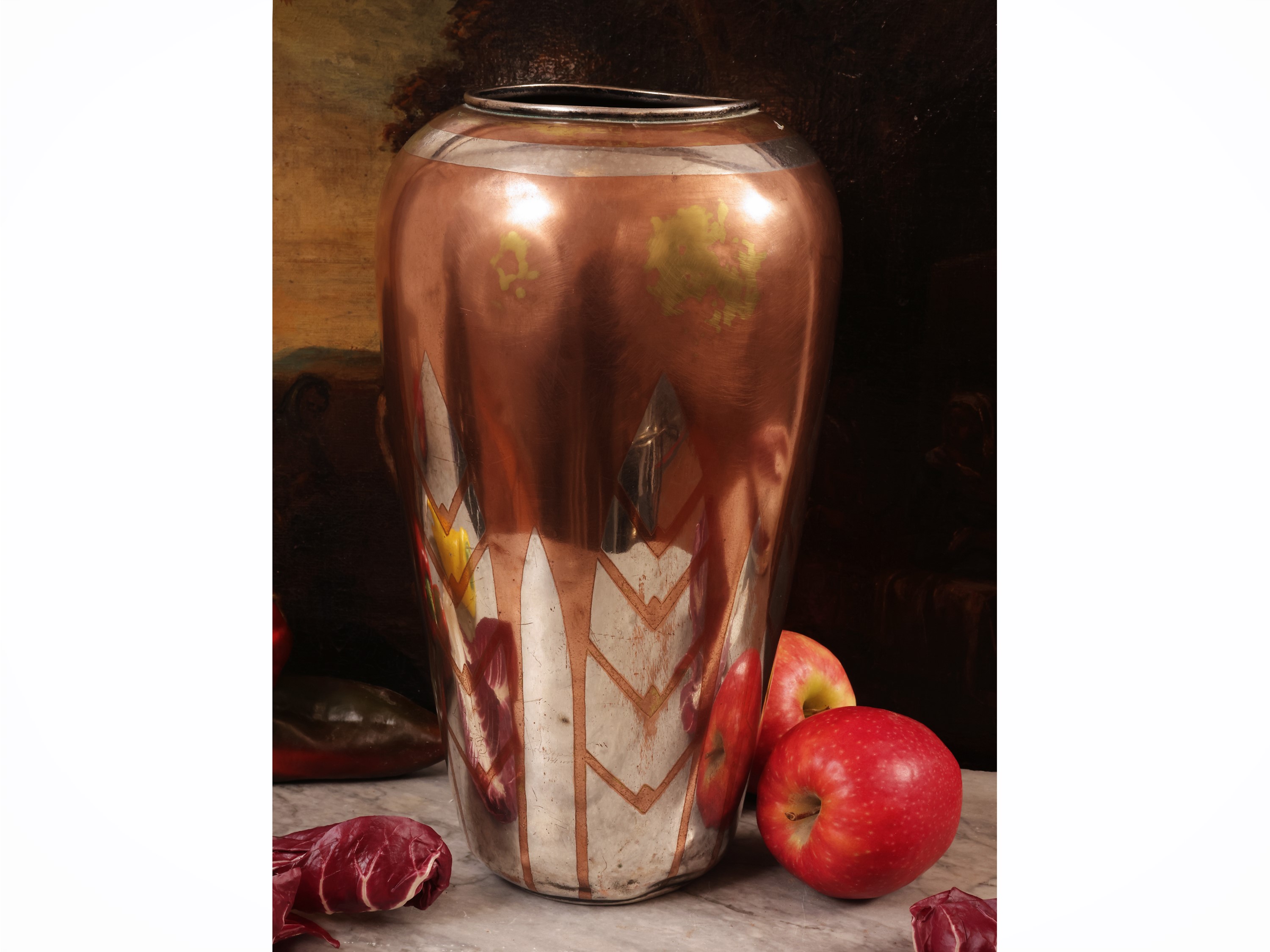 Christofle, Vaso Art Deco in rame e argento