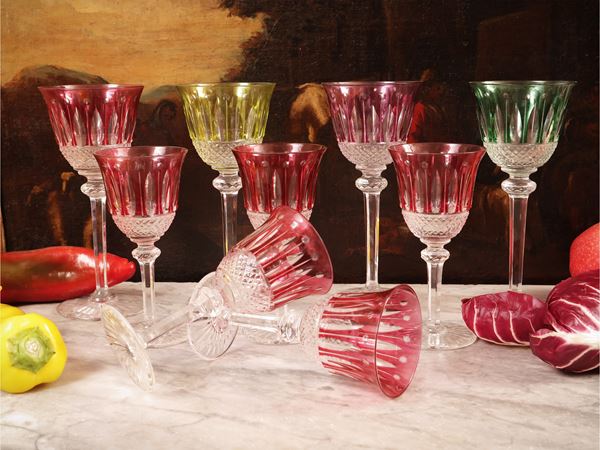 Set of double harlequin crystal glasses