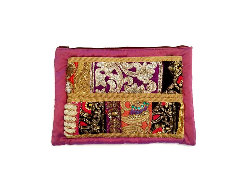 Pochette gioiello in seta pervinca