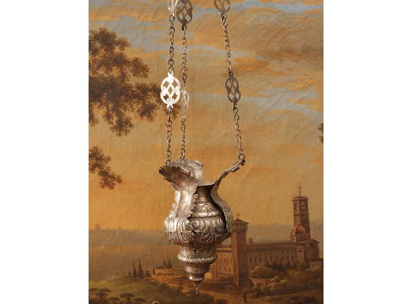 Piccola lampada pensile in argento