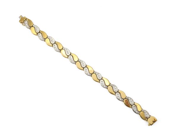 Chimento, bracciale double face in oro giallo, oro bianco e pavè di diamanti