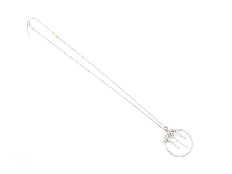 Recarlo, catenina con pendente in oro bianco e piccoli diamanti