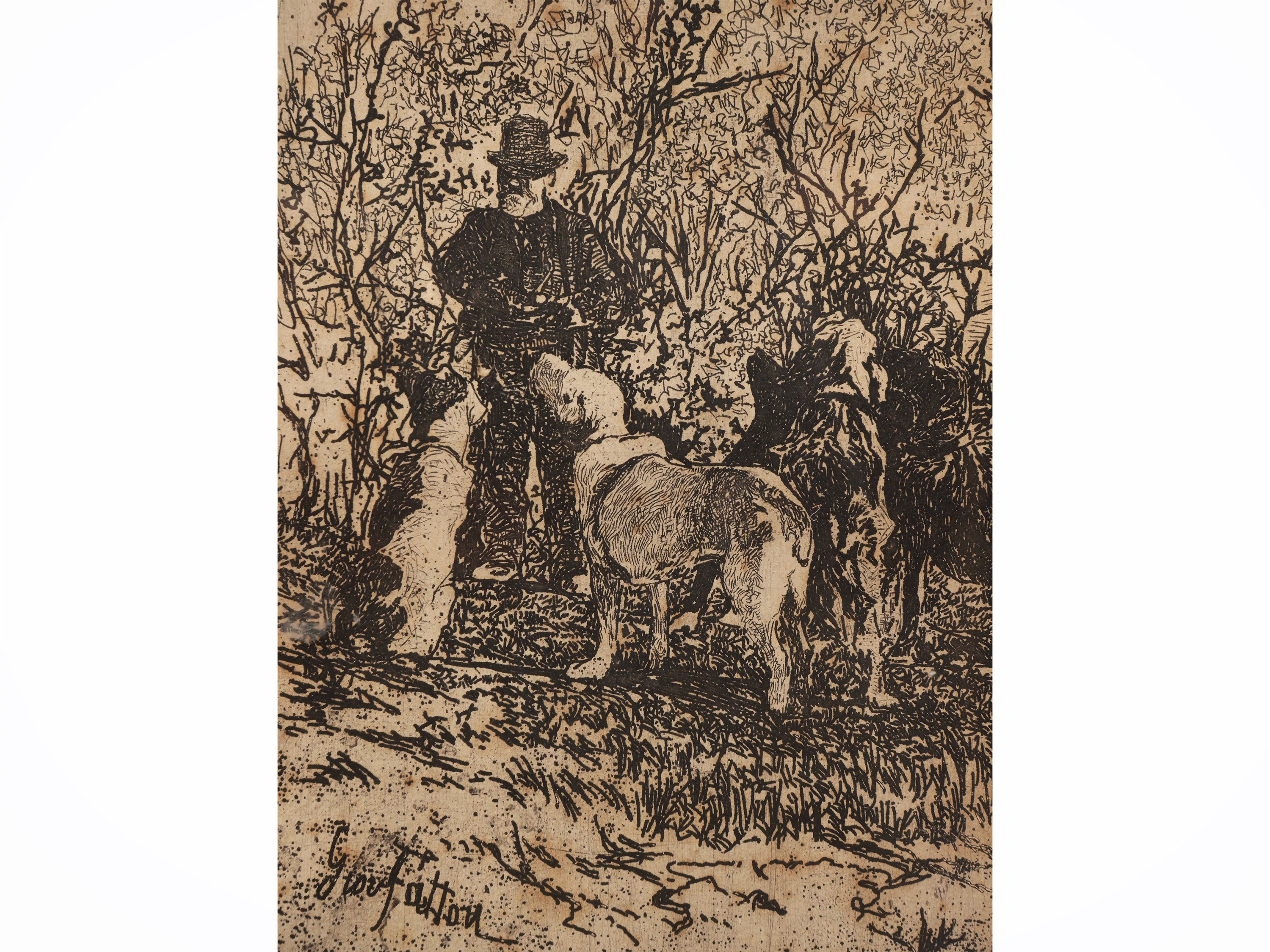 Giovanni Fattori - Diego Martelli e i suoi cani, acquaforte