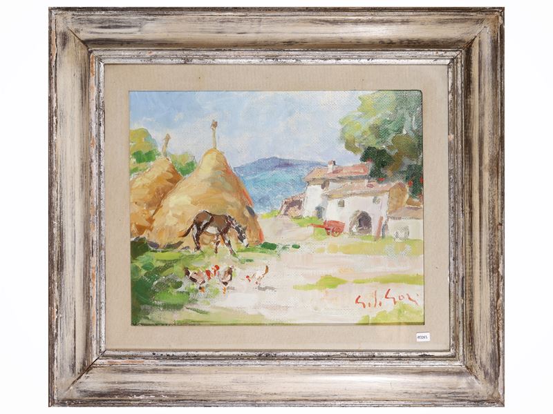 Gino Paolo Gori - Campagna toscana, olio su tela