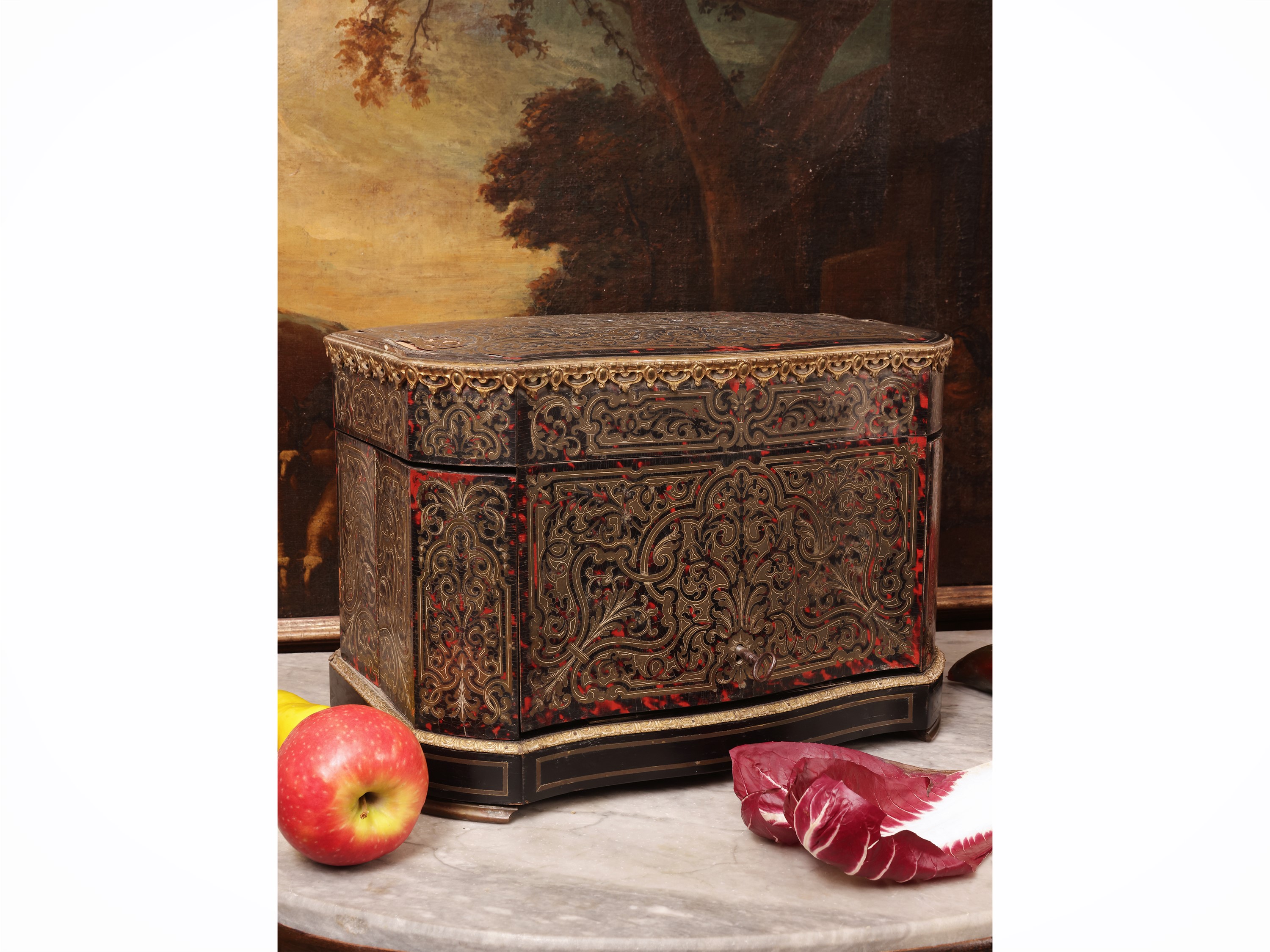 Rosoliera in stile Boulle con set da liquore