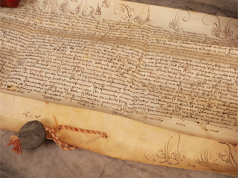 Bolla pontificia di papa Clemente XI, pergamena con sigillo originale