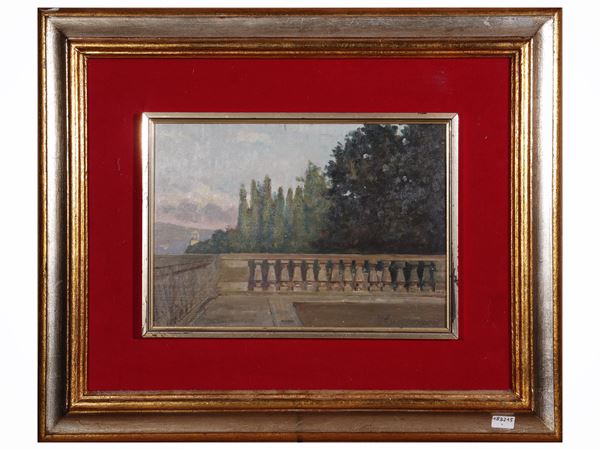 Scuola toscana dell'inizio del XX secolo - Veduta di terrazza